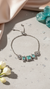 Elegant Aqua Green Stone Adjustable Bracelet with CZ Halo – Luxury Women Bracelet