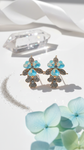 Luxury Blue Crystal Floral Earrings for Women | Gold Plated Statement Flower Earrings | Elegant Designer Party & Wedding Jewelry