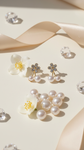 Delicate Pearl Flower Drop Earrings - Faux Pearl Floral Design Studs