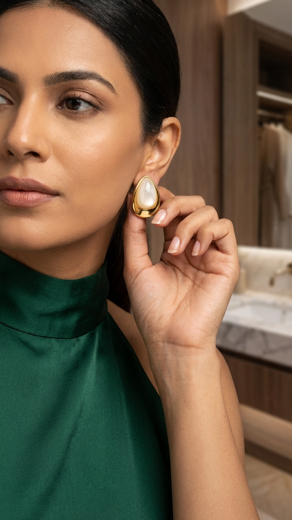 Golden Teardrop Studs