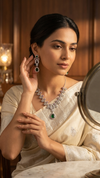 Luxury American Diamond Green Teardrop Necklace Set with Earrings for Women | Wedding & Party Jewellery | DIAURA JEWELS