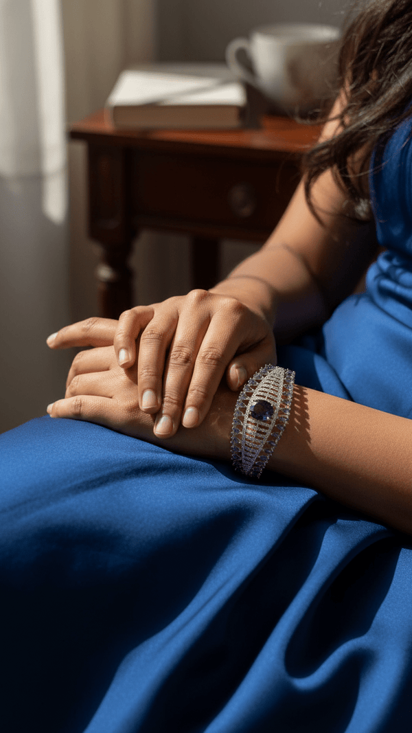 American Diamond Purple Stone Statement Bracelet – Luxury Silver Tone Designer Bracelet for Women | Diaura Jewels - DIAURA JEWELS