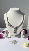 Diaura Amethyst American Diamond Choker Necklace Set - Oxidized Silver Tone Imitation Jewellery