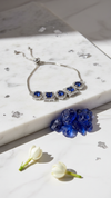 Royal Blue Sapphire Crystal Adjustable Tennis Bracelet – Silver Plated CZ Stone Bracelet for Women