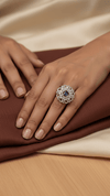 Blue American Diamond Floral Statement Ring for Women | Diaura Jewels - DIAURA JEWELS
