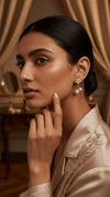 Delicate Pearl Flower Drop Earrings - Faux Pearl Floral Design Studs - DIAURA JEWELS