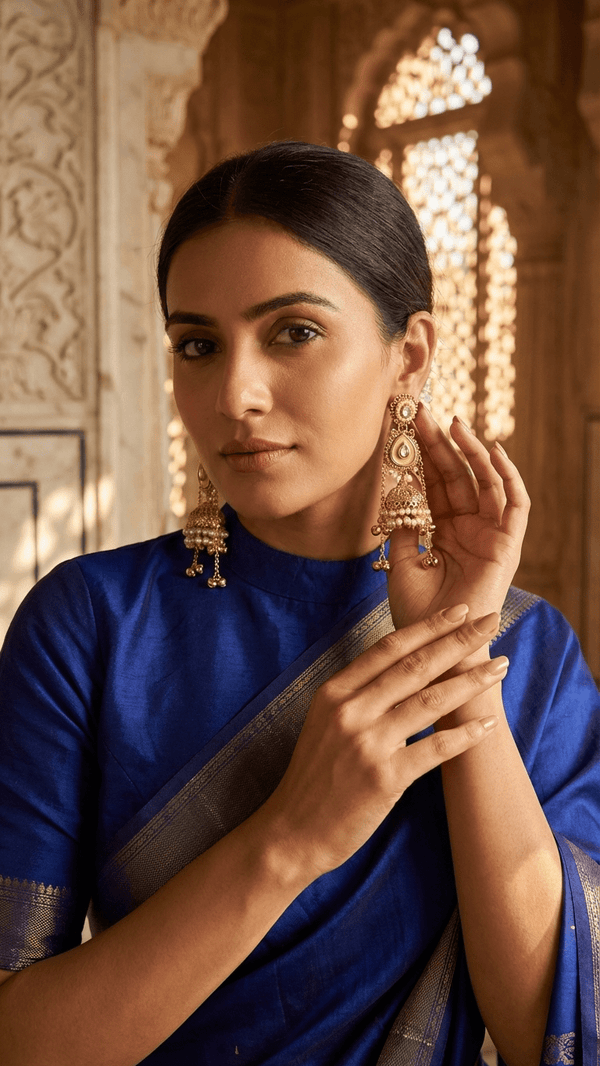 Diaura Chandbali Jhumka Earrings - Gold Plated Green Kundan Imitation Jewellery for Women - DIAURA JEWELS