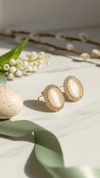 Diaura Elegant Oval Pearl Stud Earrings for Women | Gold Tone Halo Crystal Earrings | Minimal Luxury Everyday Jewelry | Bridal, Party & Wedding Earrings | Lightweight Premium Fashion Jewellery - DIAURA JEWELS