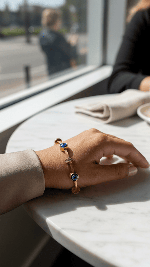 Diaura Evil Eye Gold Bracelet for Women | Minimal Blue Nazar Protection Bracelet | Luxury Crystal Charm Cable Bracelet | Elegant Everyday Fashion Jewellery - DIAURA JEWELS