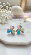 Diaura Pastel Clover Stud Earrings for Women | Multicolor Crystal Petal Earrings | Luxury Floral Designer Studs | Minimal Elegant Party & Everyday Jewellery - DIAURA JEWELS