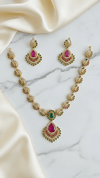 Green Ruby American Diamond Kundan Necklace Set Gold Plated | Imitation Temple Bridal Jewellery | Diaura Jewels - DIAURA JEWELS