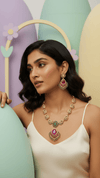 Green Ruby American Diamond Kundan Necklace Set Gold Plated | Imitation Temple Bridal Jewellery | Diaura Jewels - DIAURA JEWELS