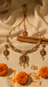 Kundan Polki Meenakari Set with Maang Tikka - Necklace Earrings Bridal - DIAURA JEWELS