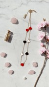 Multi Heart Layered Necklace - Red Black White Heart Charms - DIAURA JEWELS