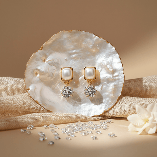 Pearl & Crystal Drop Earrings for Women – Elegant Gold Statement Earrings | Diaura Jewels - DIAURA JEWELS