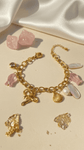 Playful Pink Charm Bracelet - Gold Chain with Pearl Shell Charms