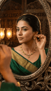 Product Title Mehandi Pattern American Diamond Set - Gold Plated Necklace with Earrings - DIAURA JEWELS