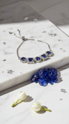 Royal Blue Sapphire Crystal Adjustable Tennis Bracelet – Silver Plated CZ Stone Bracelet for Women - DIAURA JEWELS