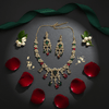Royal Multi - Color American Diamond Floral Set | Emerald & Ruby Cubic Zirconia Necklace - DIAURA JEWELS