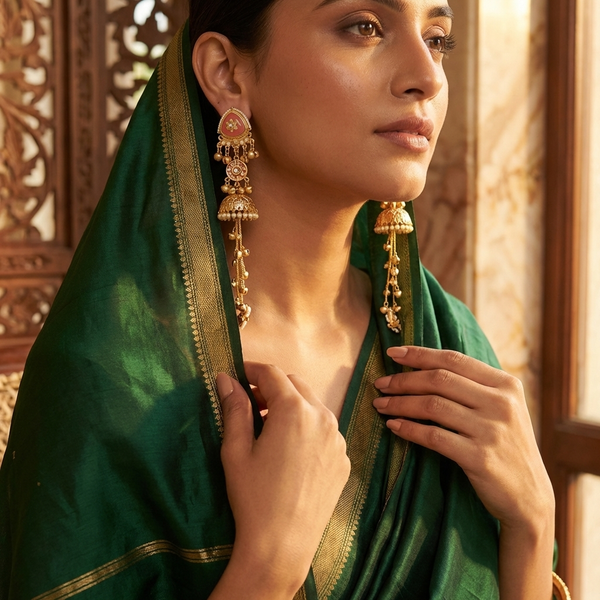 Kashmiri Style Long Jhumka Earrings for Women | Traditional Gold Plated Ethnic Statement Earrings | Wedding & Festive Jewellery – Diaura Jewels