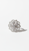 Floral American Diamond Cluster Ring - Rhodium Plated Statement Ring