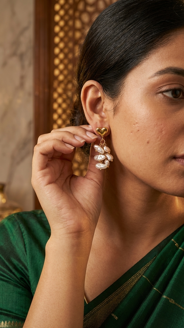 Ethnic Elegance Pearl Drop Earrings for Women