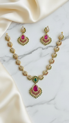 Green Ruby American Diamond Kundan Necklace Set Gold Plated | Imitation Temple Bridal Jewellery | Diaura Jewels