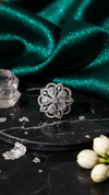 Floral American diamond cluster ring with rhodium plating by Diaura Jewels, wedding cocktail wear