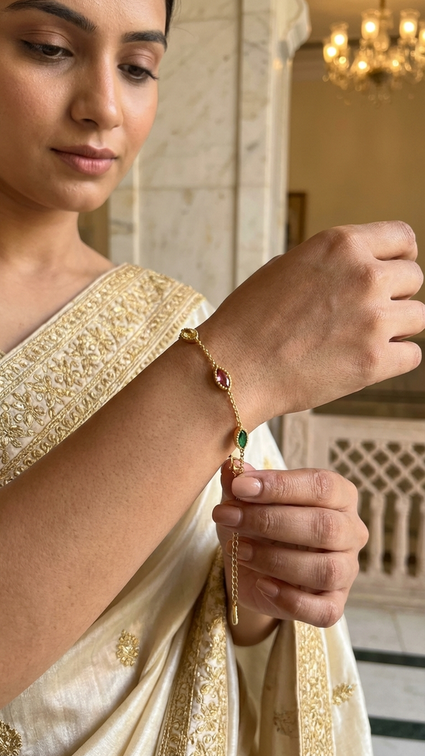 Multi Gemstone Gold Bracelet for Women | Luxury Color Stone Bracelet | Diaura Jewels