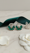 Diaura Emerald Heart Hoop Earrings - Gold Plated Green Crystal Imitation Jewellery for Women