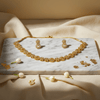 American Diamond Mehandi Floral Necklace with Chandelier Earrings - Gold Plated Set - DIAURA JEWELS