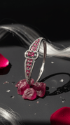 American Diamond Ruby Stone Designer Bangle – Luxury Silver Tone Statement Bracelet for Women | Diaura Jewels - DIAURA JEWELS