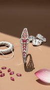American Diamond Ruby Stone Designer Bangle – Luxury Silver Tone Statement Bracelet for Women | Diaura Jewels - DIAURA JEWELS
