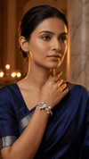 American Diamond Silver Tone Bracelet with Pearl Accents – Luxury Designer Bracelet for Women | Diaura Jewels - DIAURA JEWELS