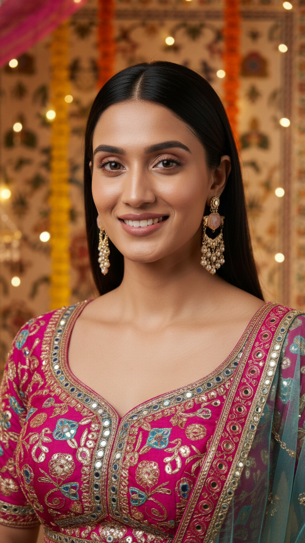 Pink Pearl Chandbali Jhumka Earrings for Women – Gold Plated | Diaura Jewels