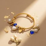 Luxury Gold Charm Bracelet for Women | Pearl & Heart Designer Bracelet | Elegant Adjustable Bracelet – Diaura Jewels
