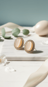 Diaura Elegant Oval Pearl Stud Earrings for Women | Gold Tone Halo Crystal Earrings | Minimal Luxury Everyday Jewelry | Bridal, Party & Wedding Earrings | Lightweight Premium Fashion Jewellery - DIAURA JEWELS