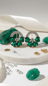 Diaura Emerald Heart Hoop Earrings - Gold Plated Green Crystal Imitation Jewellery for Women - DIAURA JEWELS