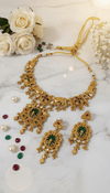 Diaura Jewels Emerald Opulence Temple Necklace Set - DIAURA JEWELS