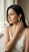 Diaura Turquoise Teardrop Drop Earrings - Gold Plated Aqua Stone Imitation Jewellery for Women - DIAURA JEWELS