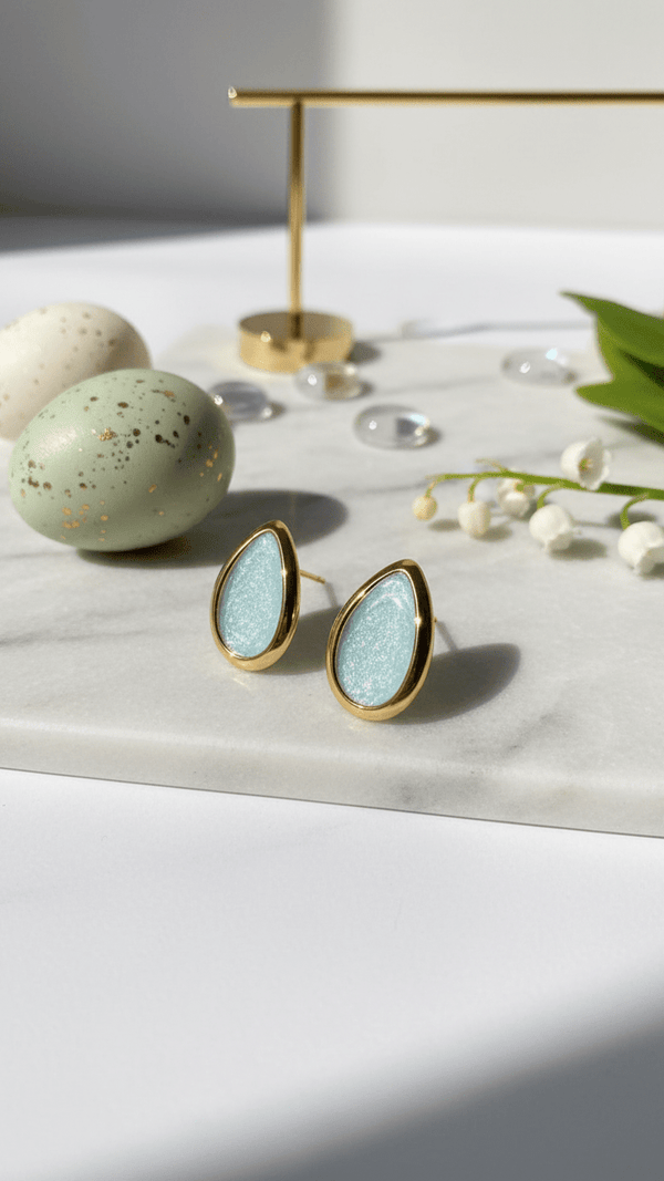 Diaura Turquoise Teardrop Drop Earrings - Gold Plated Aqua Stone Imitation Jewellery for Women - DIAURA JEWELS