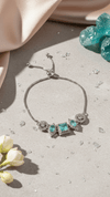 Elegant Aqua Green Stone Adjustable Bracelet with CZ Halo – Luxury Women Bracelet - DIAURA JEWELS