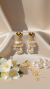 Ethnic Elegance Pearl Drop Earrings for Women with Gold Heart Stud by Diaura Jewels