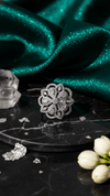 Floral American Diamond Cluster Ring - Rhodium Plated Statement Ring - DIAURA JEWELS