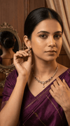 Luxury American Diamond Purple Stone Necklace Set with Earrings | Gold Plated Wedding Jewellery | DIAURA JEWELS - DIAURA JEWELS