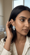 Luxury Blue Crystal Floral Earrings for Women | Gold Plated Statement Flower Earrings | Elegant Designer Party & Wedding Jewelry - DIAURA JEWELS