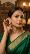 Maroon Jewel Traditional Jhumka Earrings for Women - DIAURA JEWELS