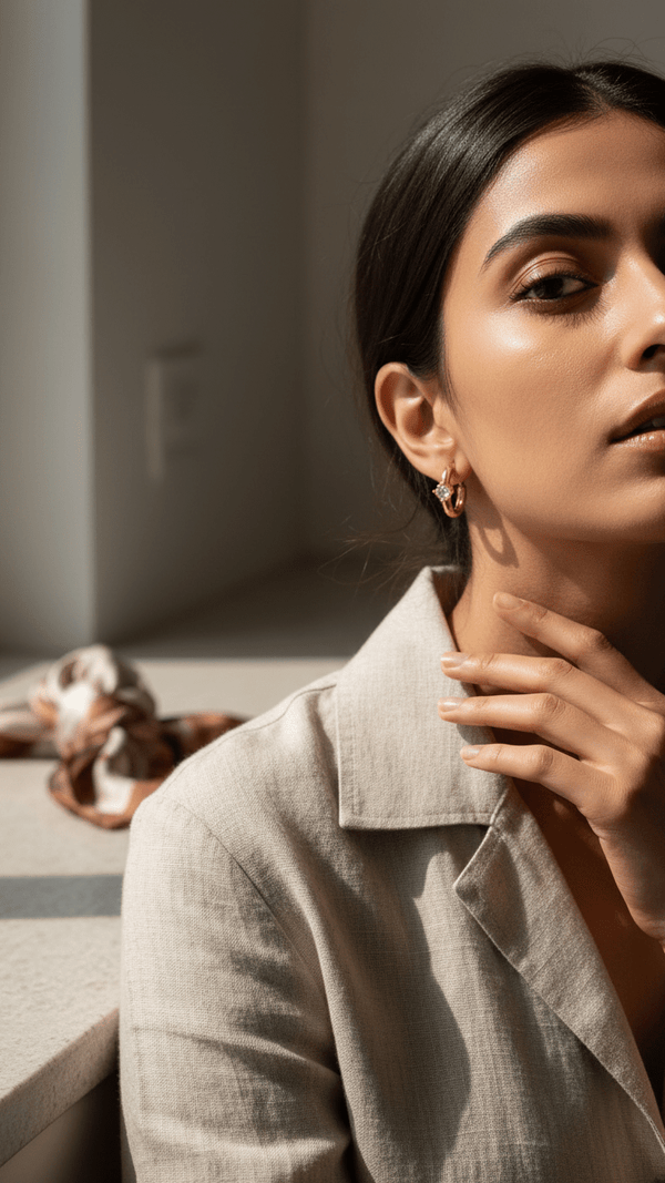 Minimal Gold Hoop Earrings with Crystal Charm – Anti - Tarnish Stainless Steel Everyday Earrings for Women | Diaura Jewels - DIAURA JEWELS