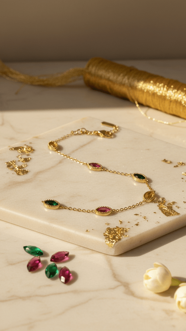 Multi Gemstone Gold Bracelet for Women | Luxury Color Stone Bracelet | Diaura Jewels - DIAURA JEWELS