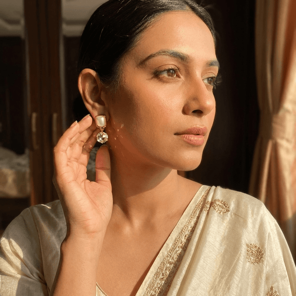 Pearl & Crystal Drop Earrings for Women – Elegant Gold Statement Earrings | Diaura Jewels - DIAURA JEWELS